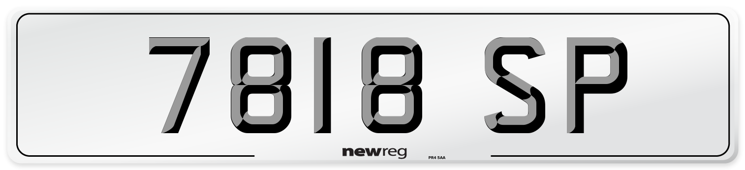 7818 SP Number Plate from New Reg